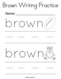 Brown Writing Practice Coloring Page