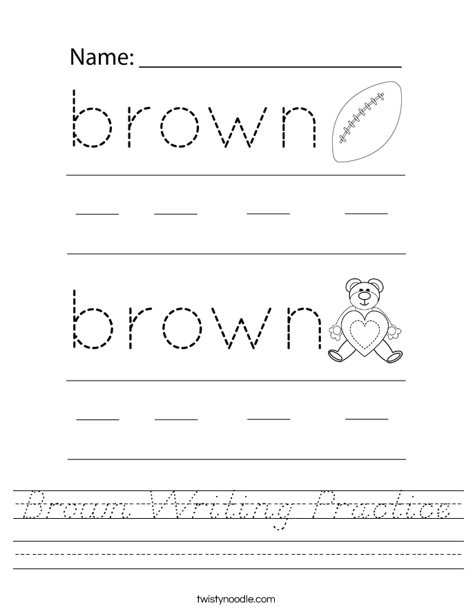 Brown Writing Practice Worksheet