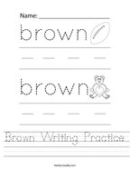Brown Writing Practice Handwriting Sheet