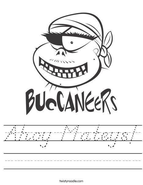 Buccaneers Pirate Worksheet