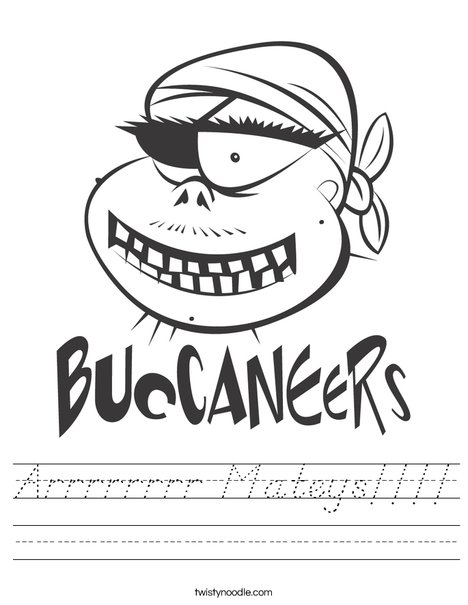 Buccaneers Pirate Worksheet