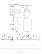 Bug Activity Handwriting Sheet