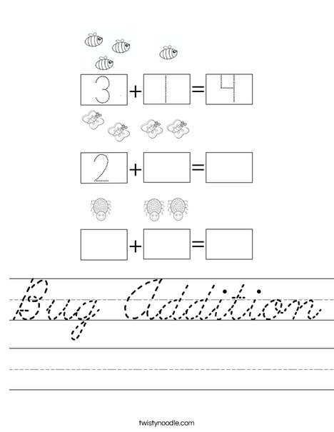 Bug Addition Worksheet