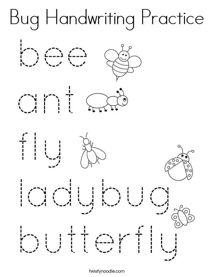 Bug Handwriting Practice Coloring Page