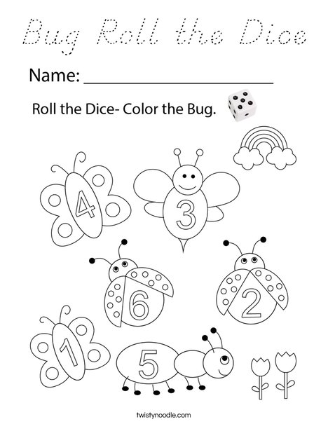 Bug Roll the Dice Coloring Page
