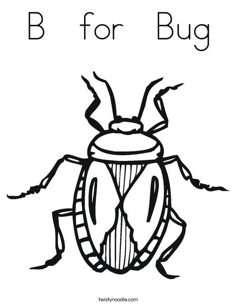 B for Bug Coloring Page - Twisty Noodle