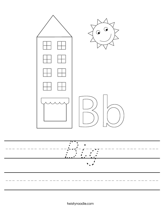 Big Worksheet - D'Nealian - Twisty Noodle