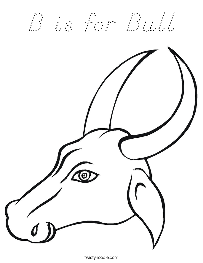 B is for Bull Coloring Page