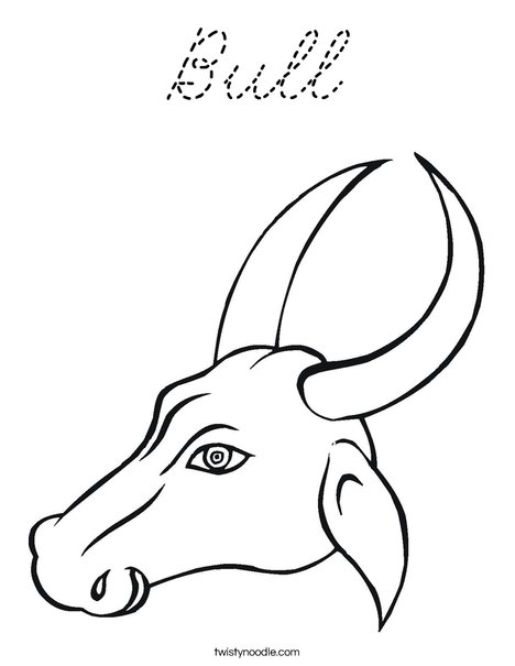 Bull Head with Horns Coloring Page