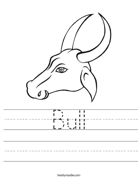 Bull Head with Horns Worksheet