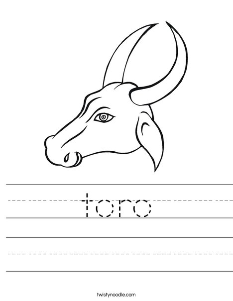 Bull Head with Horns Worksheet