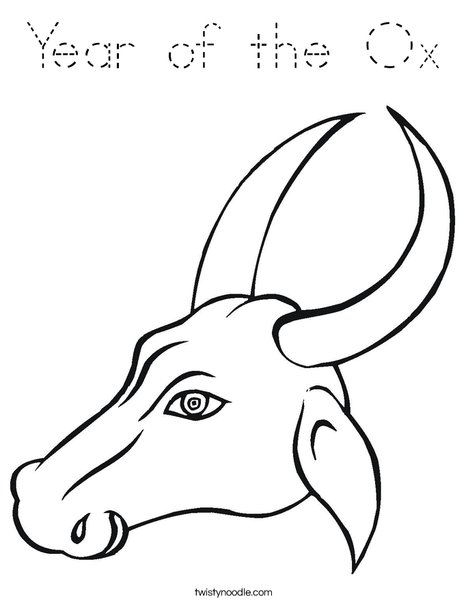 Download Year of the Ox Coloring Page - Tracing - Twisty Noodle