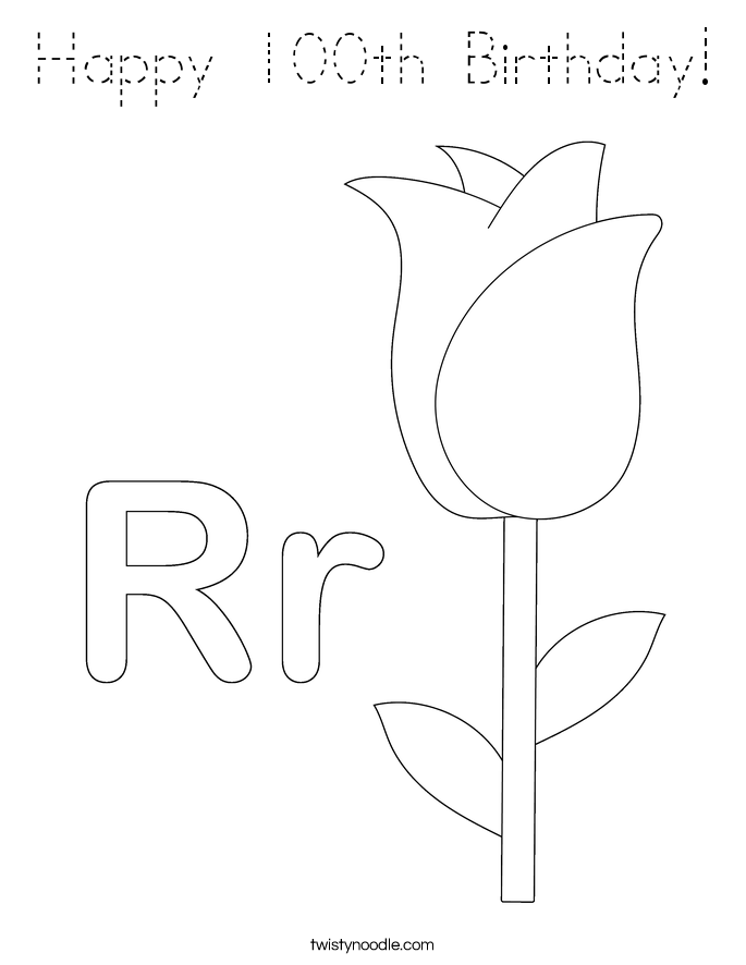 Happy 100th Birthday! Coloring Page