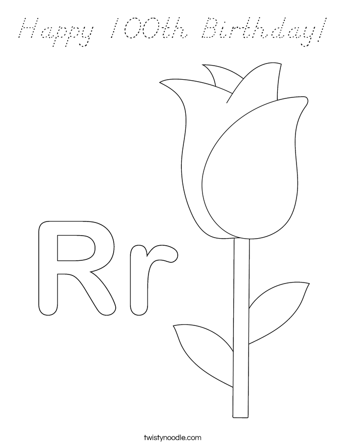 Happy 100th Birthday! Coloring Page