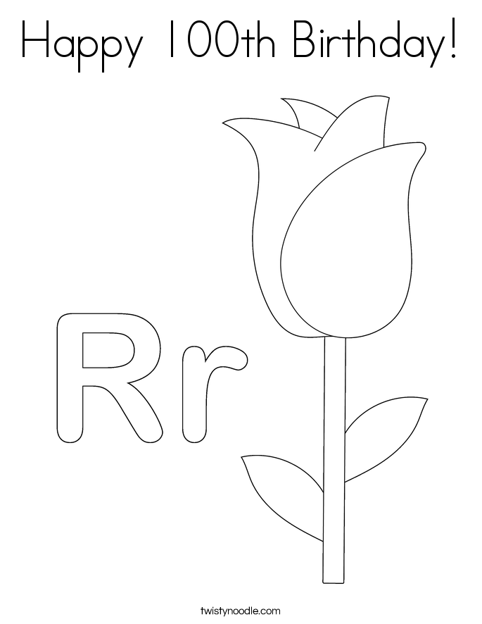 Happy 100th Birthday! Coloring Page