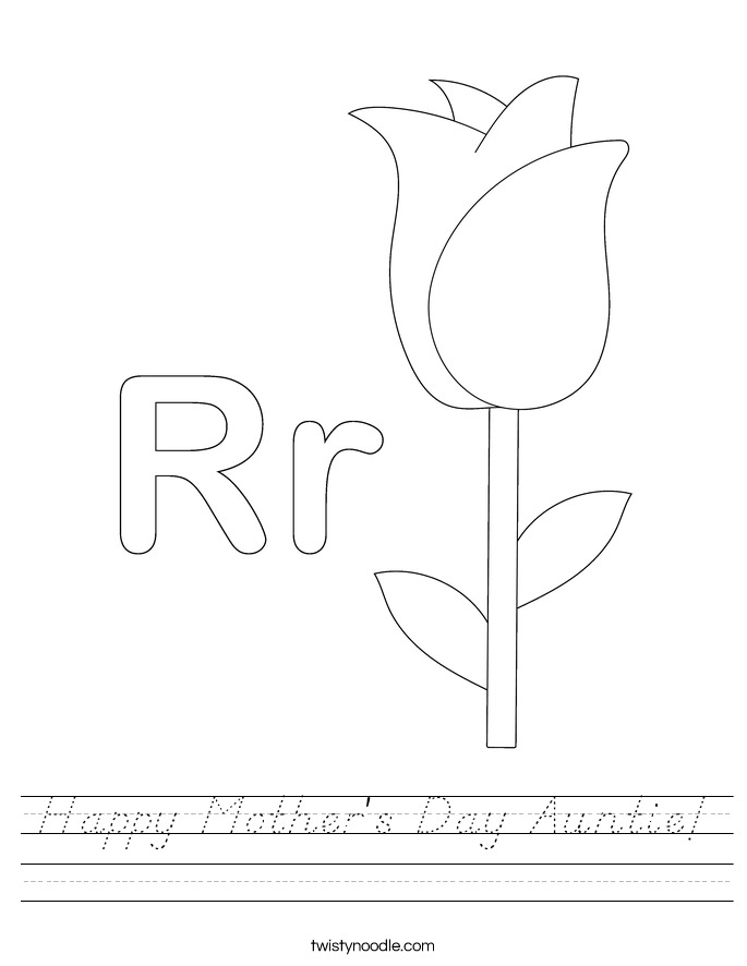 Happy Mother's Day Auntie! Worksheet