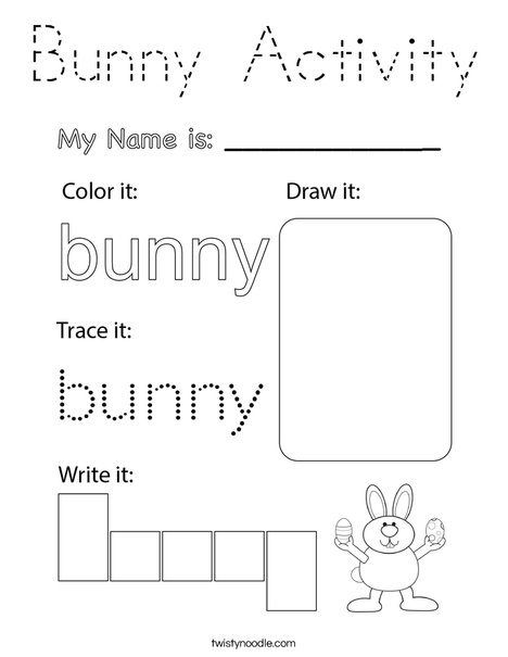 Bunny Activity Coloring Page
