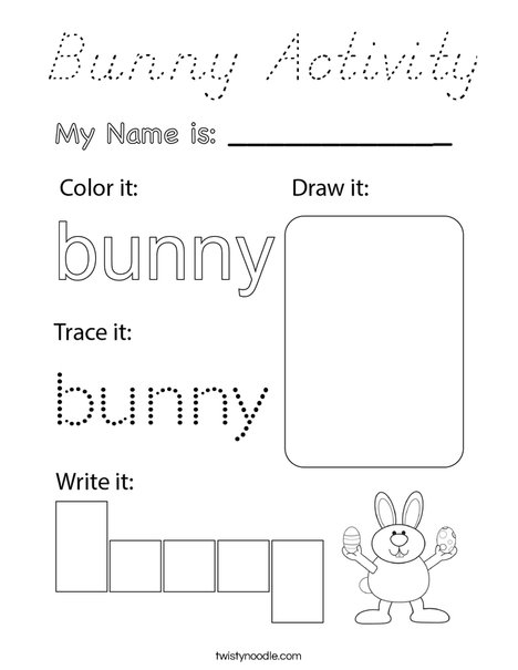 Bunny Activity Coloring Page