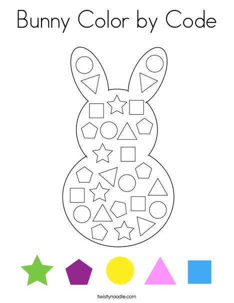 Bunny Color by Code Coloring Page