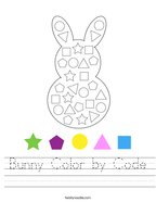 Bunny Color by Code Handwriting Sheet