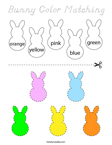 Bunny Coloring Matching Coloring Page