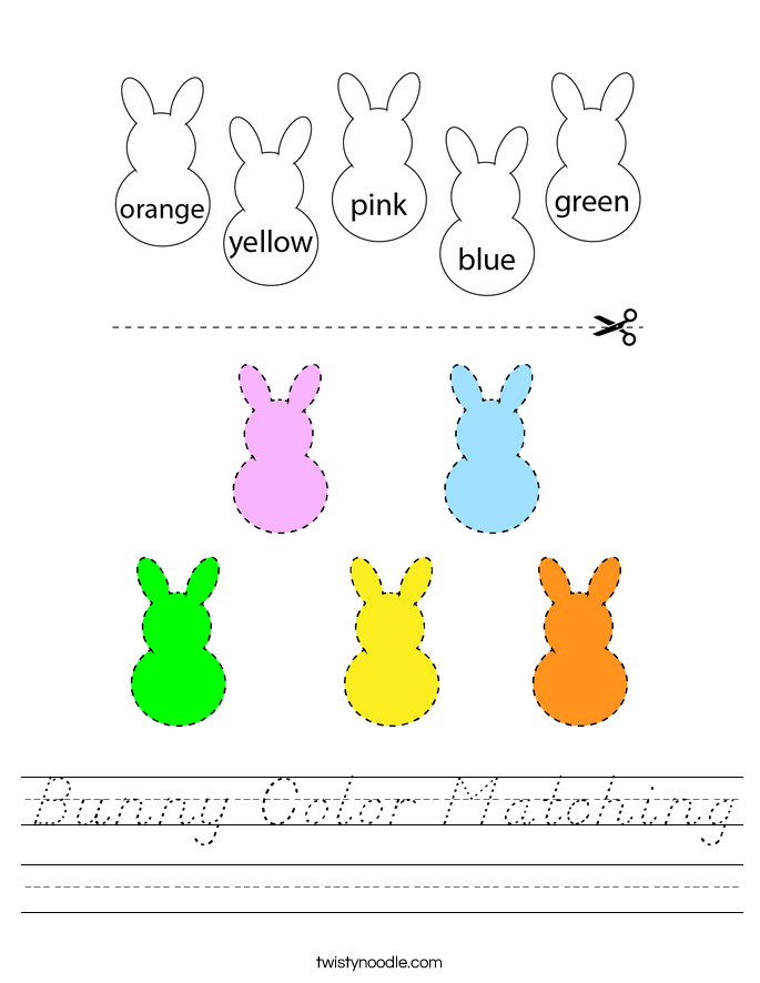 Bunny Color Matching Worksheet