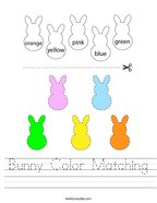 Bunny Color Matching Handwriting Sheet