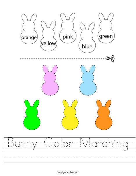 Bunny Coloring Matching Worksheet