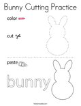 Bunny Cutting Practice Coloring Page