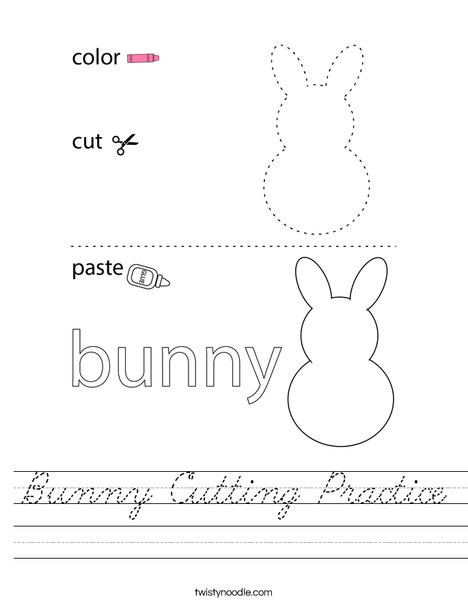 Bunny Cutting Practice Worksheet