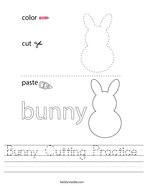Bunny Cutting Practice Handwriting Sheet
