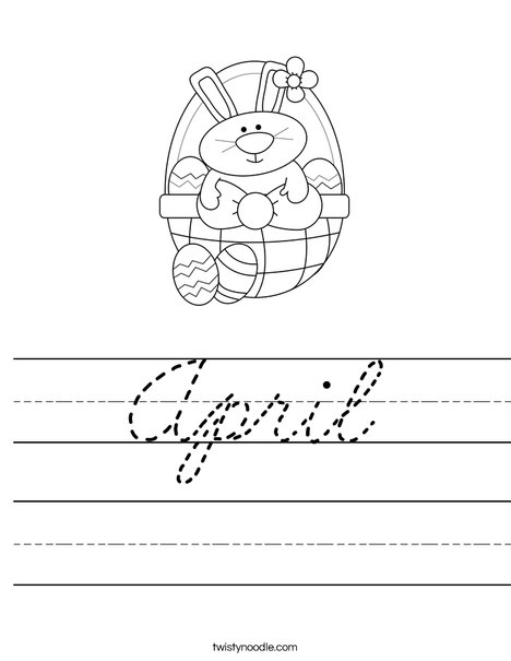 Bunny in Easter Basket Worksheet