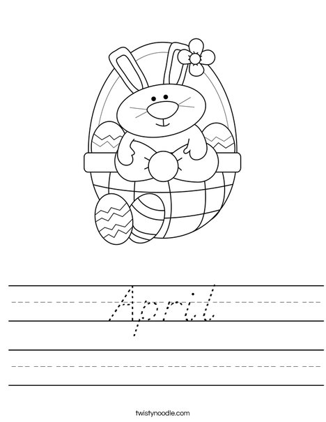 Bunny in Easter Basket Worksheet