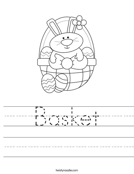 Bunny in Easter Basket Worksheet