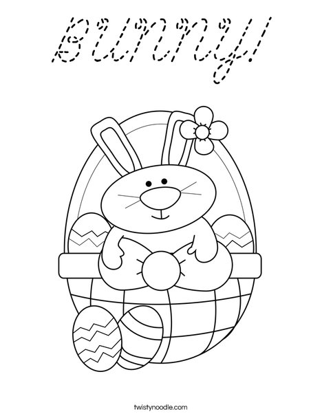 Bunny in Easter Basket Coloring Page