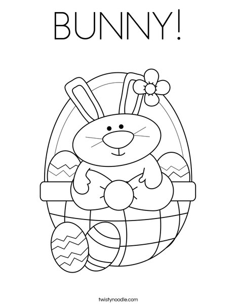 Bunny in Easter Basket Coloring Page