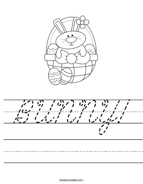Bunny in Easter Basket Worksheet