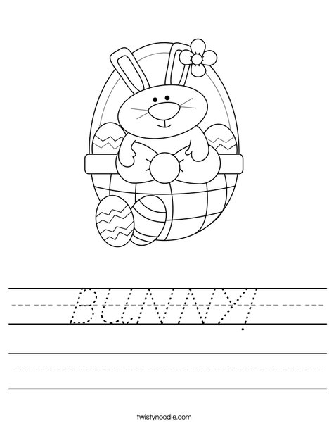 Bunny in Easter Basket Worksheet