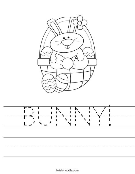 Bunny in Easter Basket Worksheet