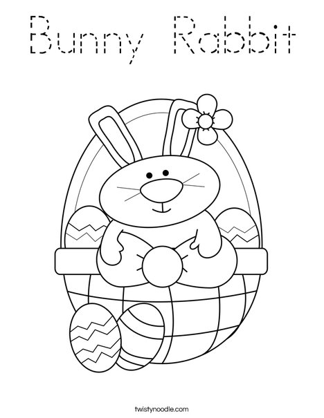 Bunny in Easter Basket Coloring Page