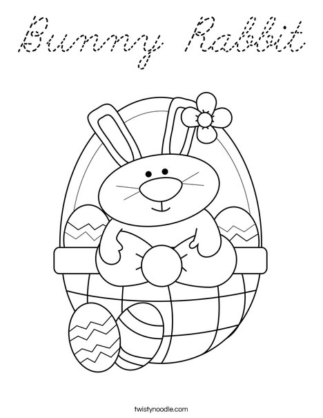 Bunny in Easter Basket Coloring Page