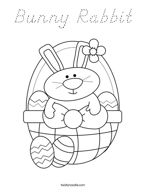 Bunny in Easter Basket Coloring Page