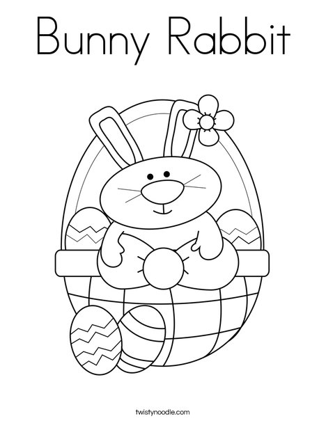 Bunny in Easter Basket Coloring Page