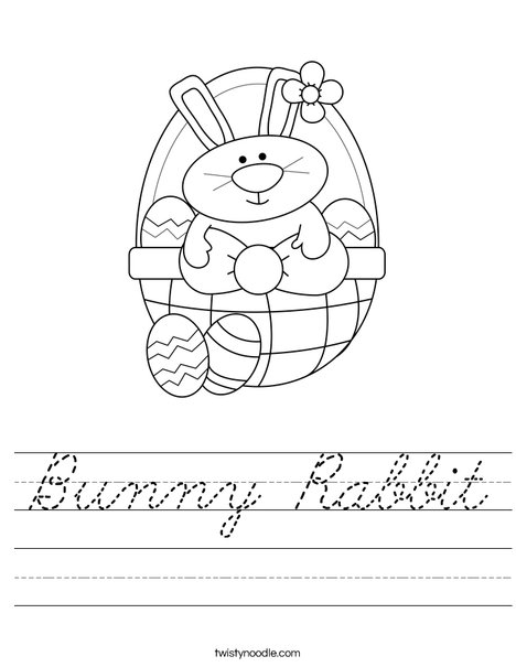 Bunny in Easter Basket Worksheet