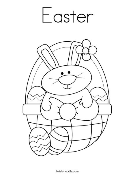 Bunny in Easter Basket Coloring Page