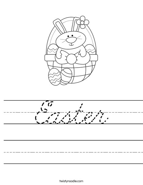 Bunny in Easter Basket Worksheet