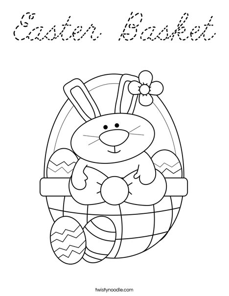 Bunny in Easter Basket Coloring Page