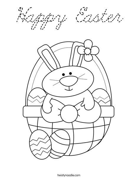 Bunny in Easter Basket Coloring Page