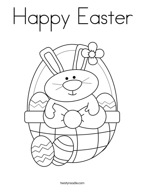 Bunny in Easter Basket Coloring Page