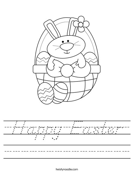 Bunny in Easter Basket Worksheet